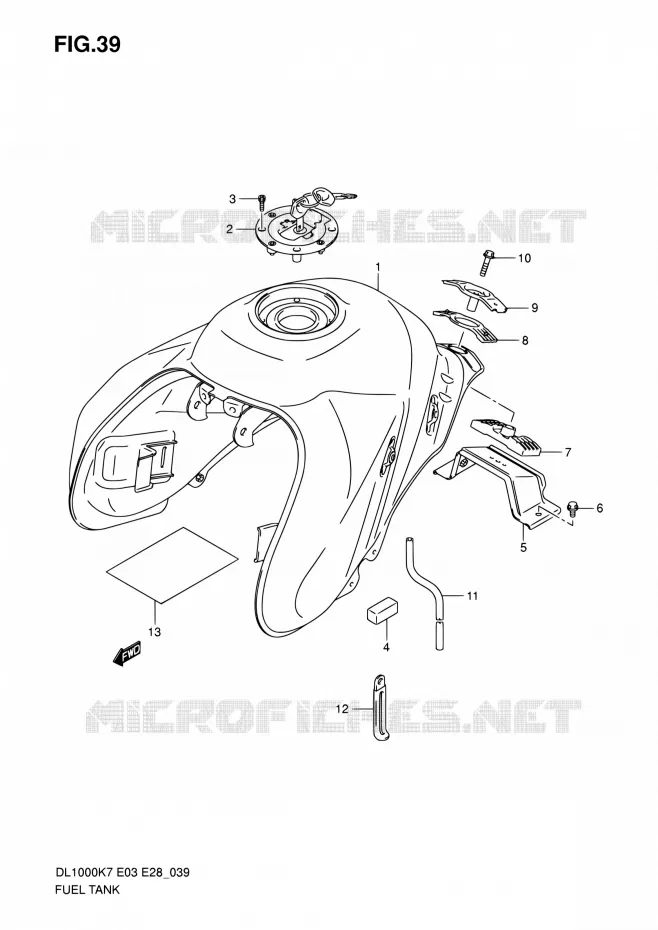 RESERVOIR D'ESSENCE (MODEL K7/K8) Suzuki MOTO 1000 V-STROM 2007  DL1000 K7 (E03,E28,E33)