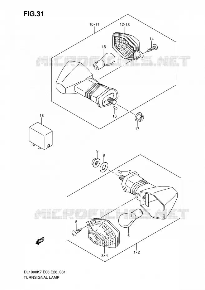 CLIGNOTANTS Suzuki MOTO 1000 V-STROM 2008  DL1000 K8 (E03,E28,E33)
