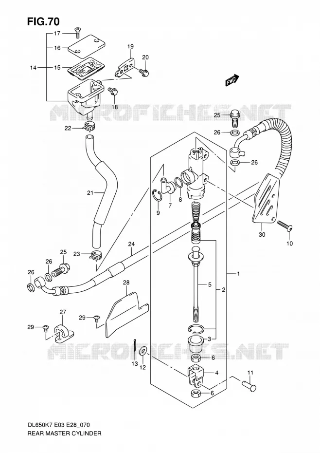 MAITRE CYLINDRE ARRIERE (DL650K7/K8/K9/L0) Suzuki MOTO 650 V-STROM 2010  DL650 L0 (E03,E28,E33)