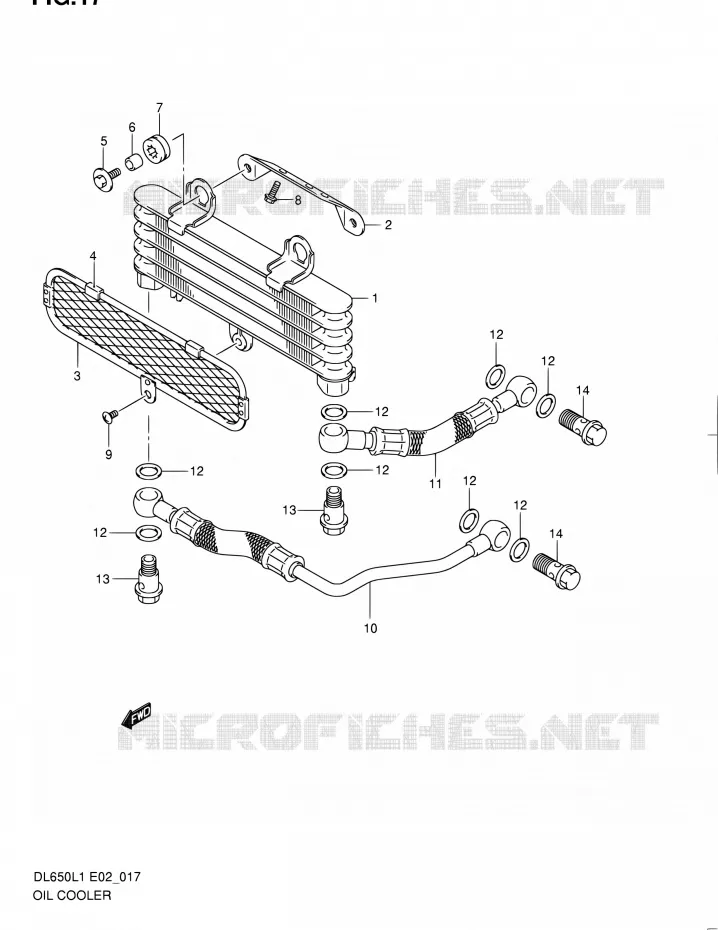 RADIATEUR D'HUILE Suzuki MOTO 650 V-STROM 2011  DL650 L1 (E02,E19,E24)