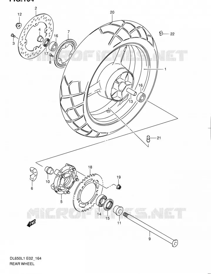 ROUE ARRIERE (DL650AL1 E02) Suzuki MOTO 650 V-STROM 2011  DL650 L1 (E02,E19,E24)