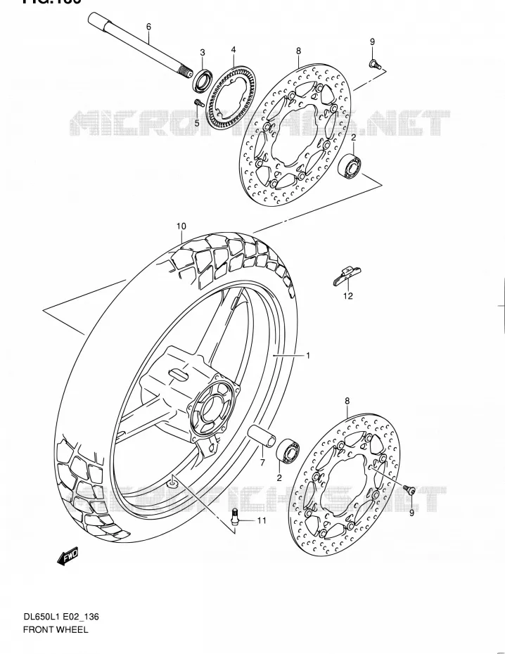 ROUE AVANT (DL650AL1 E02) Suzuki MOTO 650 V-STROM 2011  DL650 L1 (E02,E19,E24)