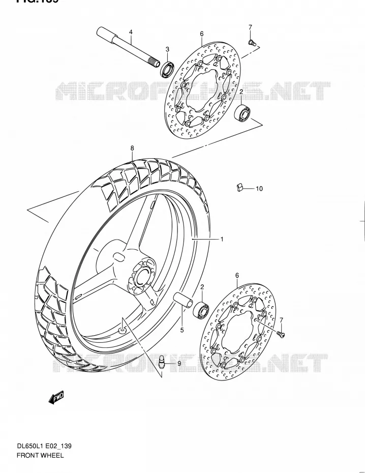 ROUE AVANT (DL650UEL1 E19) Suzuki MOTO 650 V-STROM 2011  DL650 L1 (E02,E19,E24)