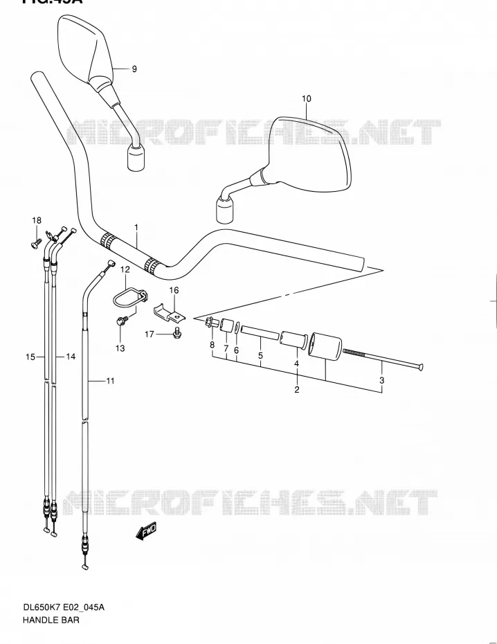 GUIDON (MODEL K9:E02,E19,E24) Suzuki MOTO 650 V-STROM 2007  DL650A K7 (E02,E19,E24)