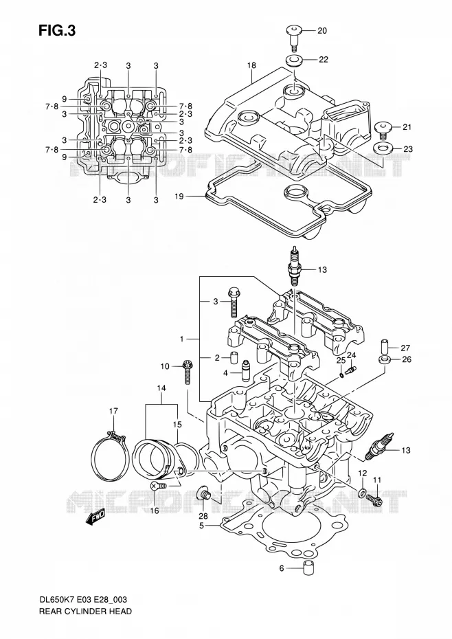 CULASSE ARRIERE Suzuki MOTO 650 V-STROM 2009  DL650A K9 (E03,E28,E33)