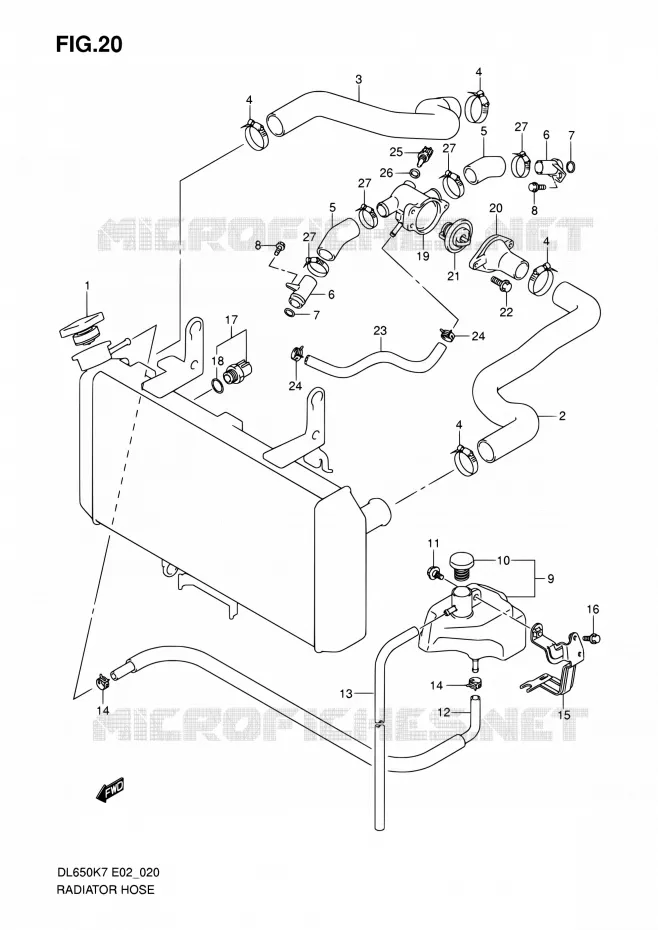 GUIDON (MODEL K9:E02,E19,E24) Suzuki MOTO 650 V-STROM 2010  DL650A L0 (E02,E19,E24)