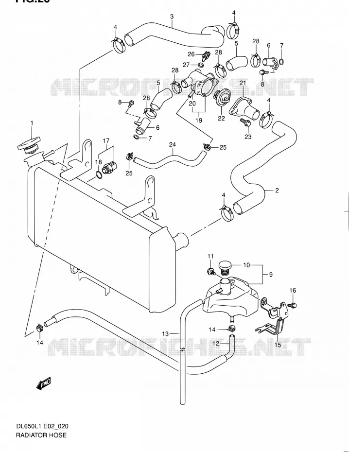 DURITE DE RADIATEUR Suzuki MOTO 650 V-STROM 2011  DL650A L1 (E02,E19,E24)