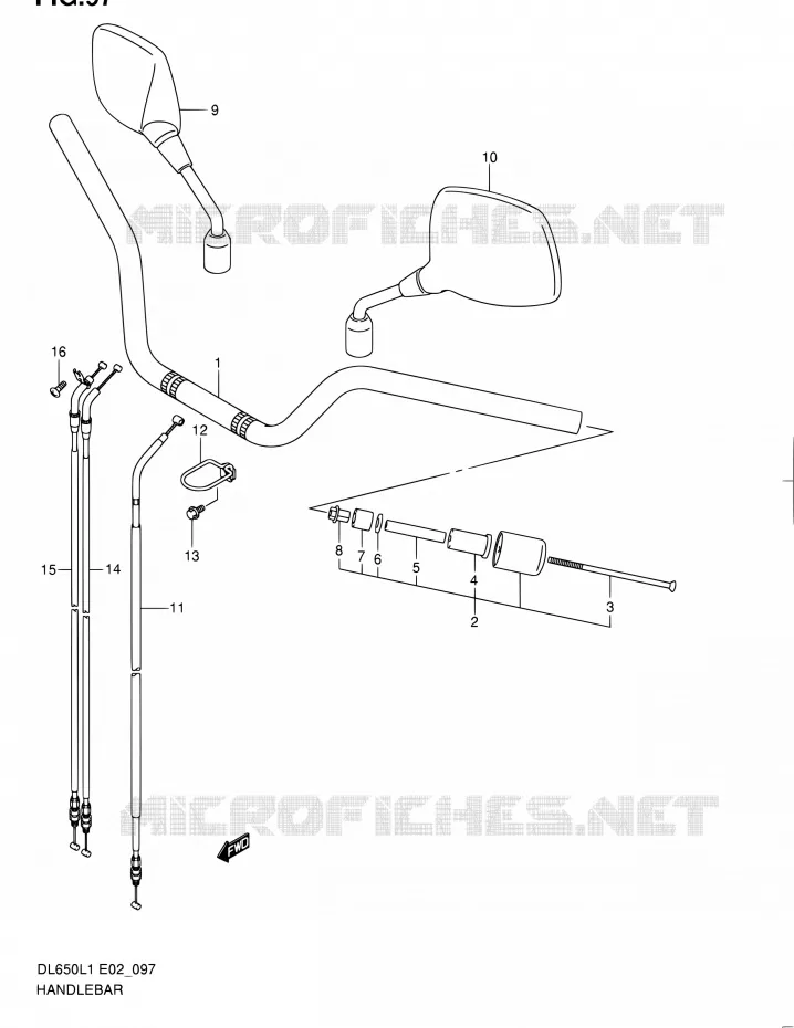GUIDON (DL650AL1 E19) Suzuki MOTO 650 V-STROM 2011  DL650A L1 (E02,E19,E24)