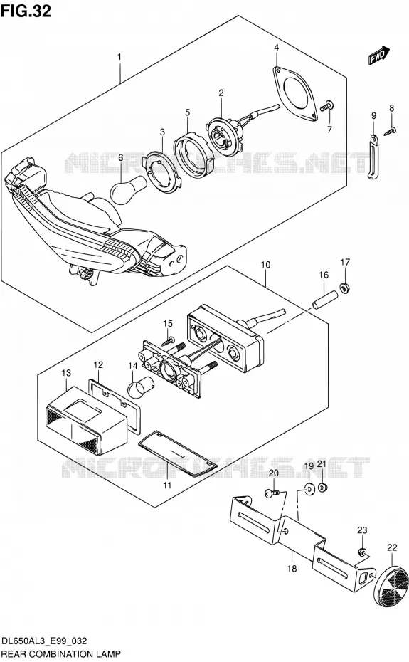 ENSEMBLE FEU ARRIERE (WITH REFLECTOR) Suzuki MOTO 650 V-STROM 2013  DL650A L3 (E99)