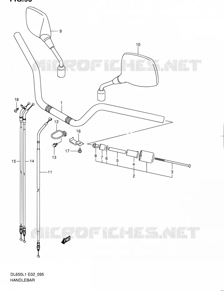 GUIDON (DL650L1 E24) Suzuki MOTO 650 V-STROM 2011  DL650AUEL1(E19)