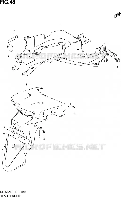 GARDE BOUE ARRIERE Suzuki MOTO 650 V-STROM 2013  DL650AUE L3 (E21)