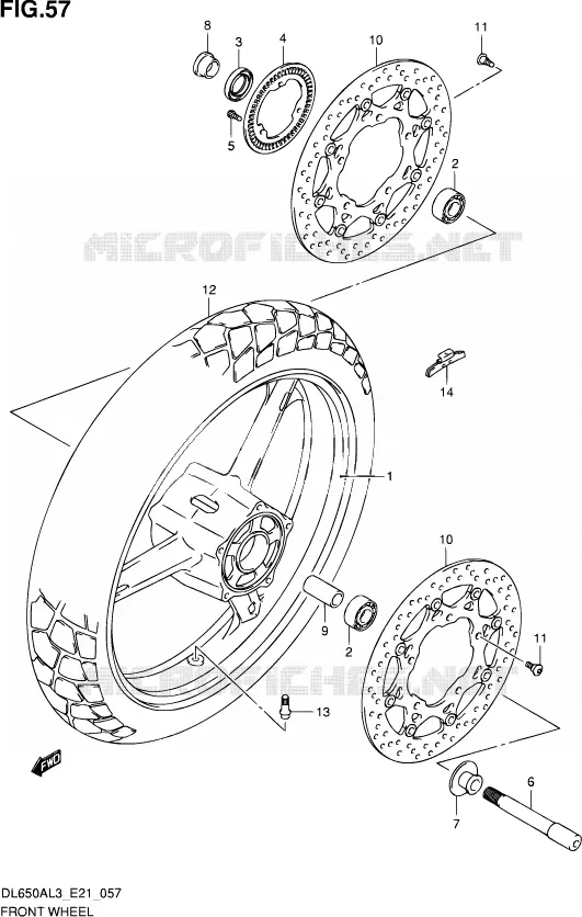 ROUE AVANT (DL650AUEL3 E21) Suzuki MOTO 650 V-STROM 2013  DL650AUE L3 (E21)
