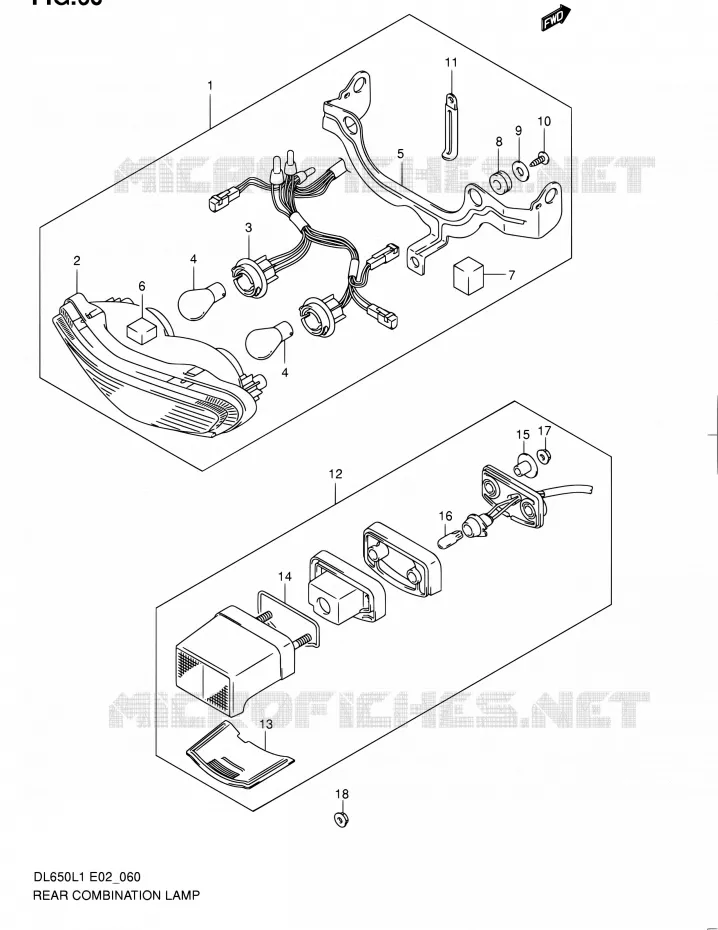 ENSEMBLE FEU ARRIERE Suzuki MOTO 650 V-STROM 2011  DL650UEL1(E19)