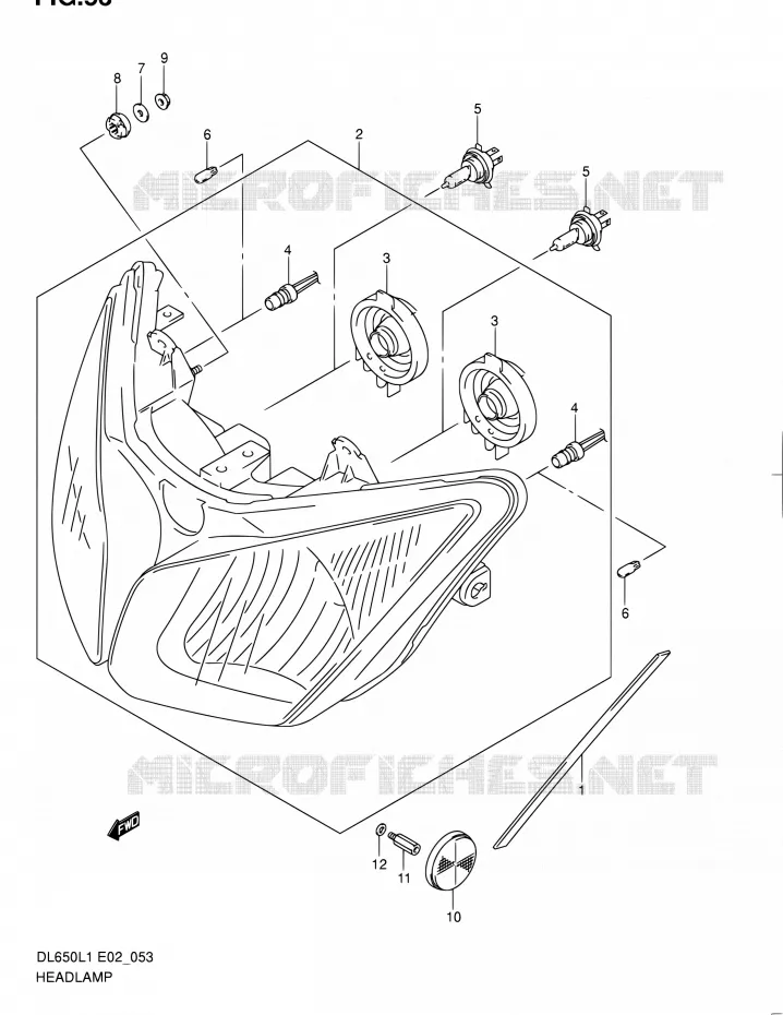PHARE (DL650L1 E24) Suzuki MOTO 650 V-STROM 2011  DL650UEL1(E19)