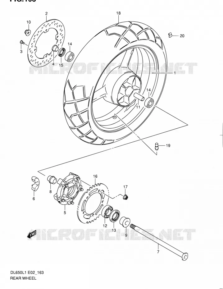ROUE ARRIERE (DL650L1 E24) Suzuki MOTO 650 V-STROM 2011  DL650UEL1(E19)