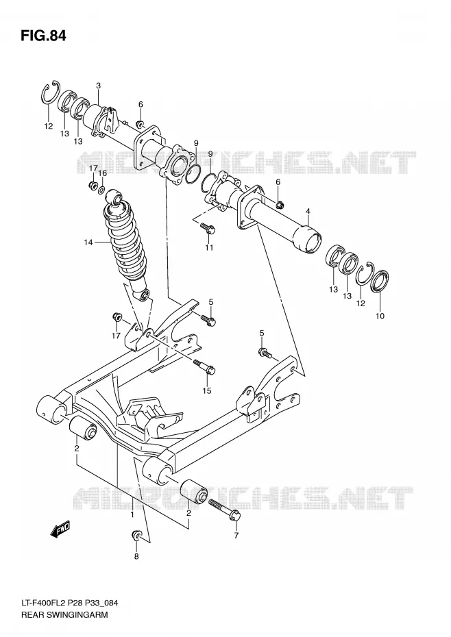 BRAS OSCILLANT ARRIERE Suzuki QUAD 400 KINGQUAD 2012  LT-F400FL2(P28)