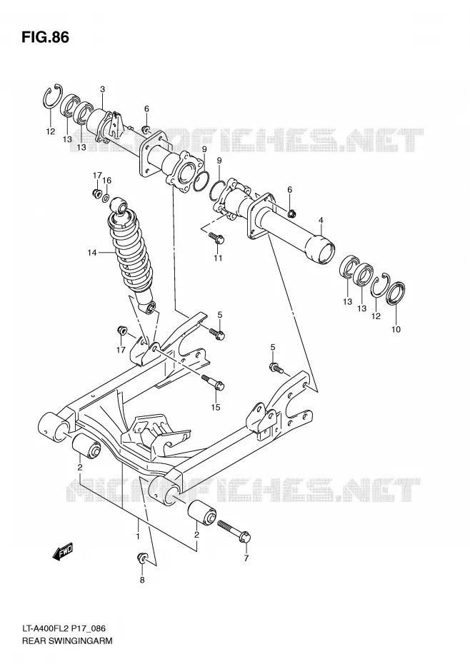 BRAS OSCILLANT ARRIERE Suzuki QUAD 400 KINGQUAD 2012  LT-F400L2(P17)
