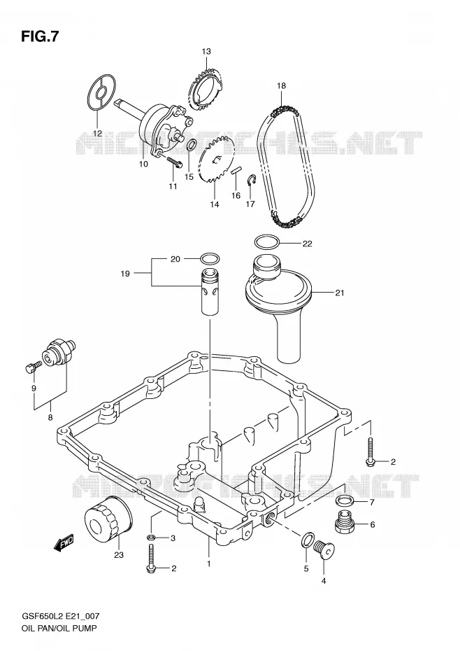 CARTER INFERIEUR - POMPE A HUILE Suzuki MOTO 650 BANDIT 2012  GSF650AL2(E21)