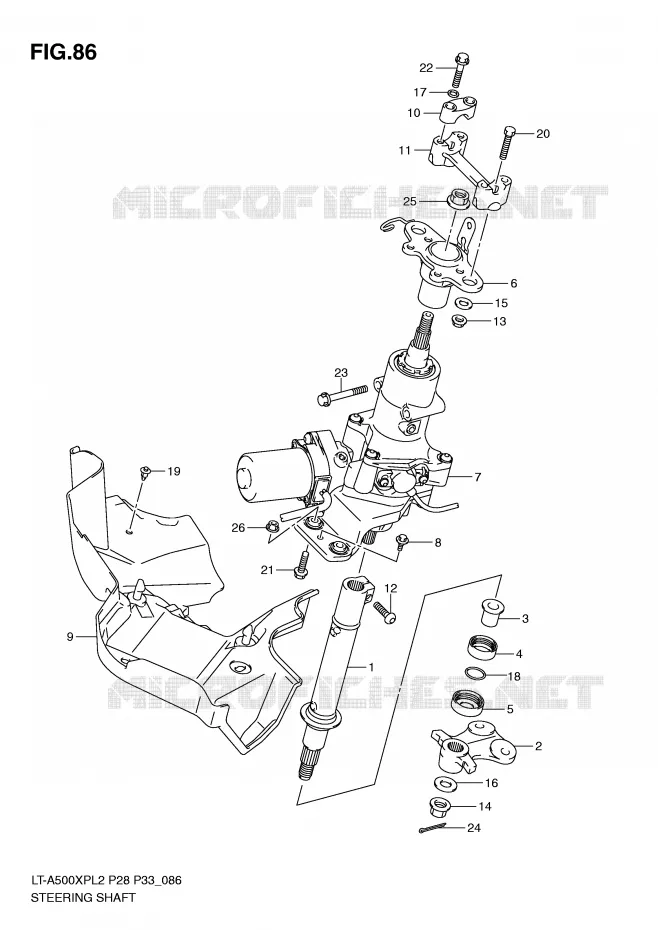 COLONNE DE DIRECTION Suzuki QUAD 500 KINGQUAD 2012  LT-A500XPZL2(P28)