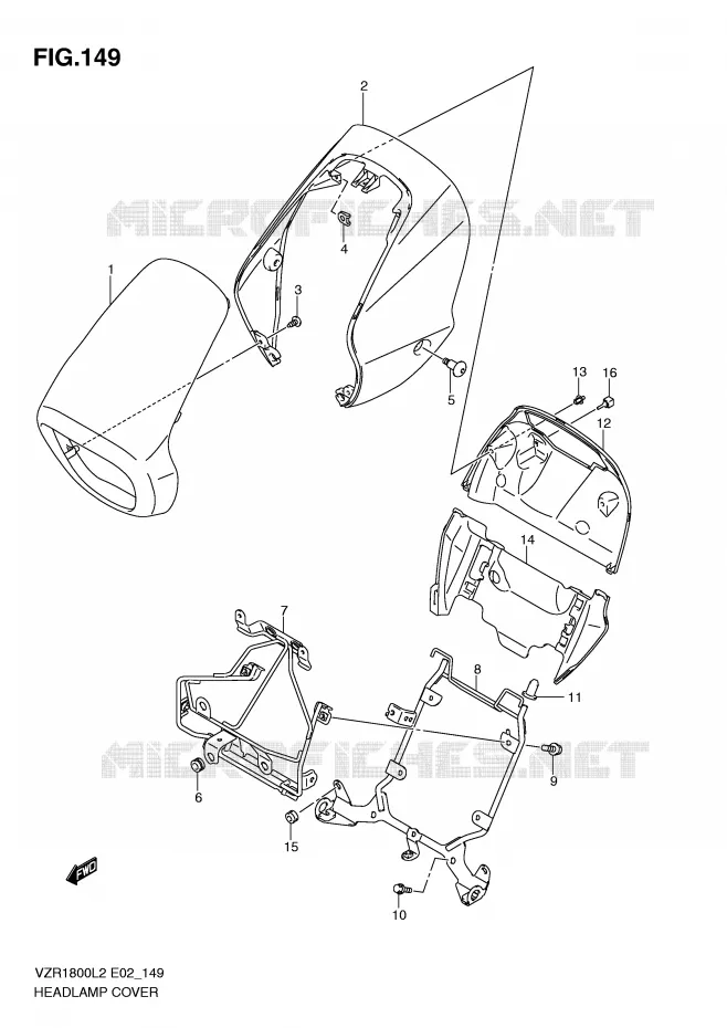 COUVERCLE DE PHARE (VZR1800L2 E24) Suzuki MOTO 1800 INTRUDER 2012  VZR1800ZL2(E02)