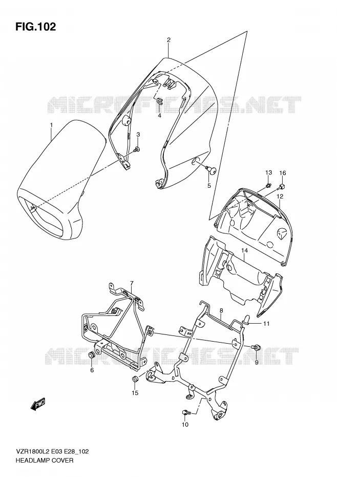COUVERCLE DE PHARE (VZR1800L2 E33) Suzuki MOTO 1800 INTRUDER 2012  VZR1800ZL2(E03)