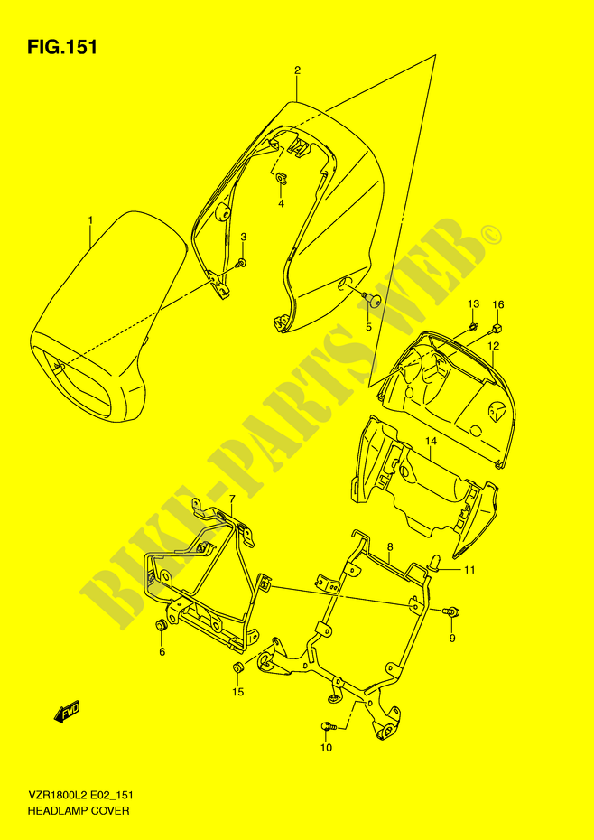 COUVERCLE DE PHARE (VZR1800UFL2 E19) pour Suzuki INTRUDER 1800 2012