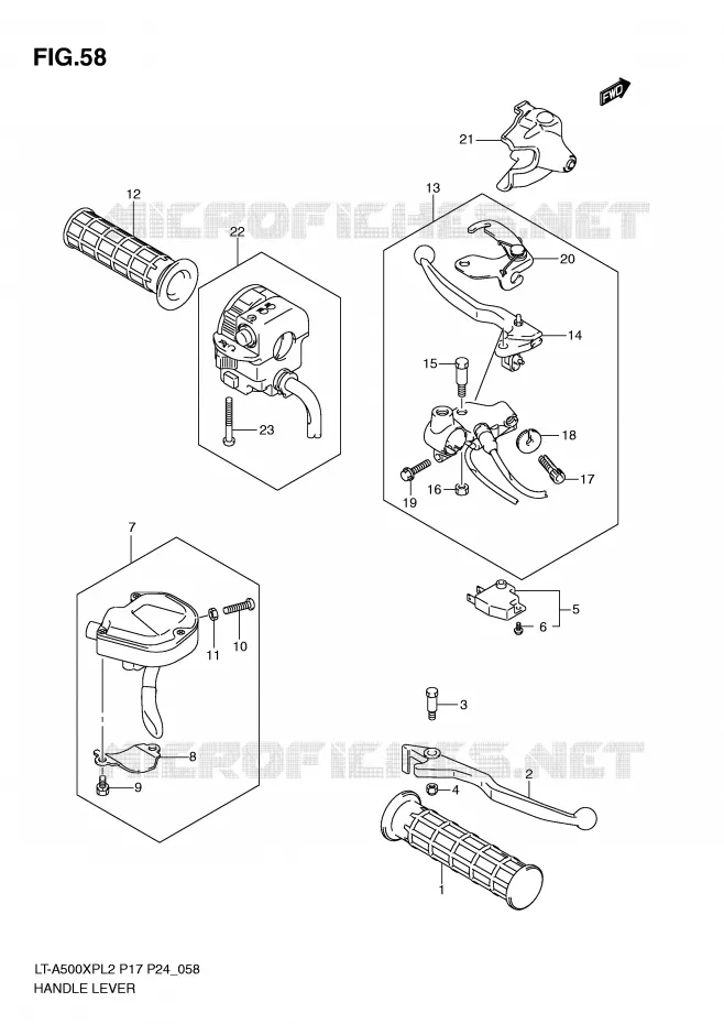 ENSEMBLE LEVIERS - POIGNEES Suzuki QUAD 500 KINGQUAD 2012  LT-A500XPL2(P17)