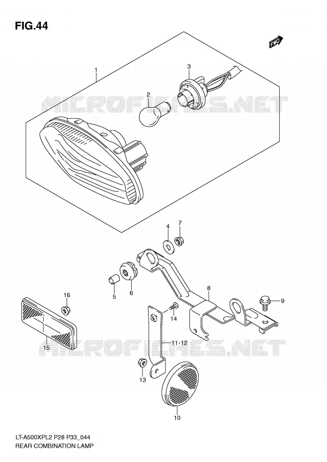 FEU ARRIERE (LT-A500XPZL2 P28) Suzuki QUAD 500 KINGQUAD 2012  LT-A500XPZL2(P28)