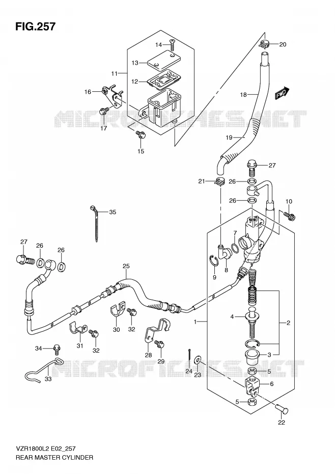MAITRE CYLINDRE DE FREIN ARRIERE (VZR1800L2 E02) Suzuki MOTO 1800 INTRUDER 2012  VZR1800L2(E02)