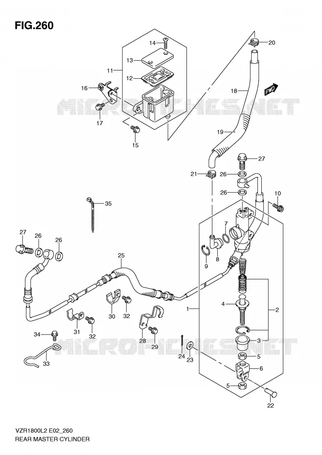 MAITRE CYLINDRE DE FREIN ARRIERE (VZR1800L2 E51) Suzuki MOTO 1800 INTRUDER 2012  VZR1800ZL2(E02)