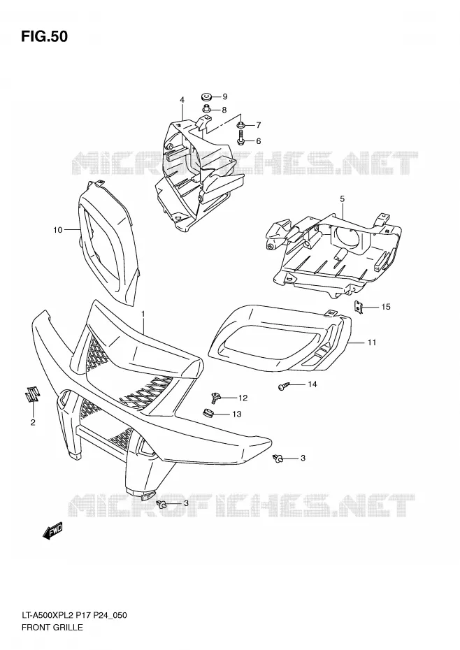PARE CHOC AVANT - ENTOURAGE DE PHARE Suzuki QUAD 500 KINGQUAD 2012  LT-A500XPL2(P17)