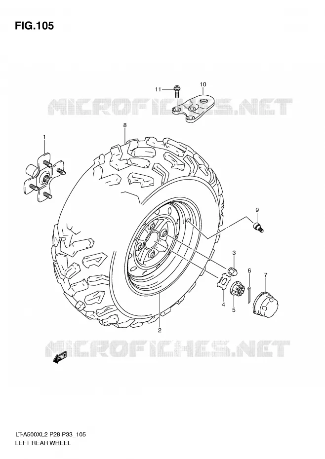ROUE ARRIERE GAUCHE (LT-A500XL2 P28) Suzuki QUAD 500 KINGQUAD 2012  LT-A500XL2(P28)