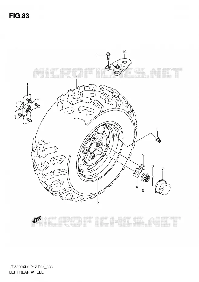 ROUE ARRIERE GAUCHE Suzuki QUAD 500 KINGQUAD 2012  LT-A500XL2(P17)
