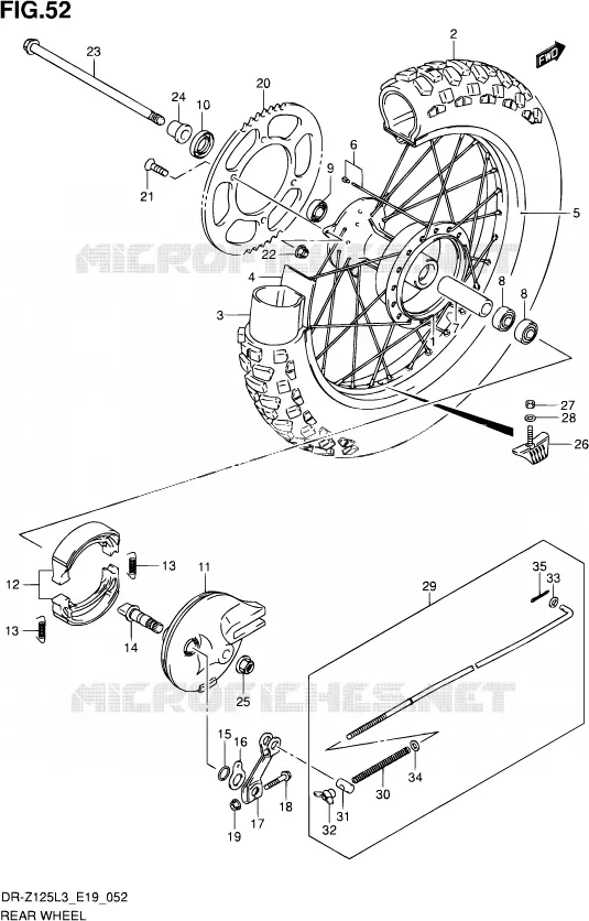ROUE ARRIERE (DR-Z125LL3_E19) Suzuki MOTO 125 DR-Z 2013  DR-Z125 L3 (E19)