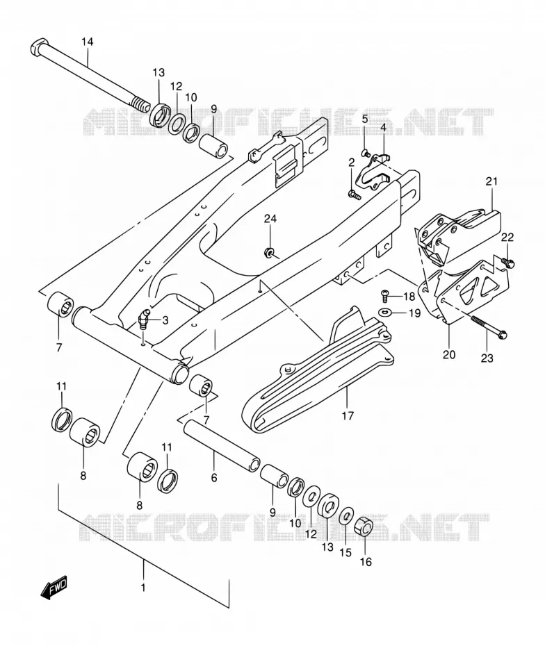 BRAS OSCILLANT ARRIERE Suzuki MOTO 250 DR-Z 2001  DR-Z250 K1 (E03,E28,E33)