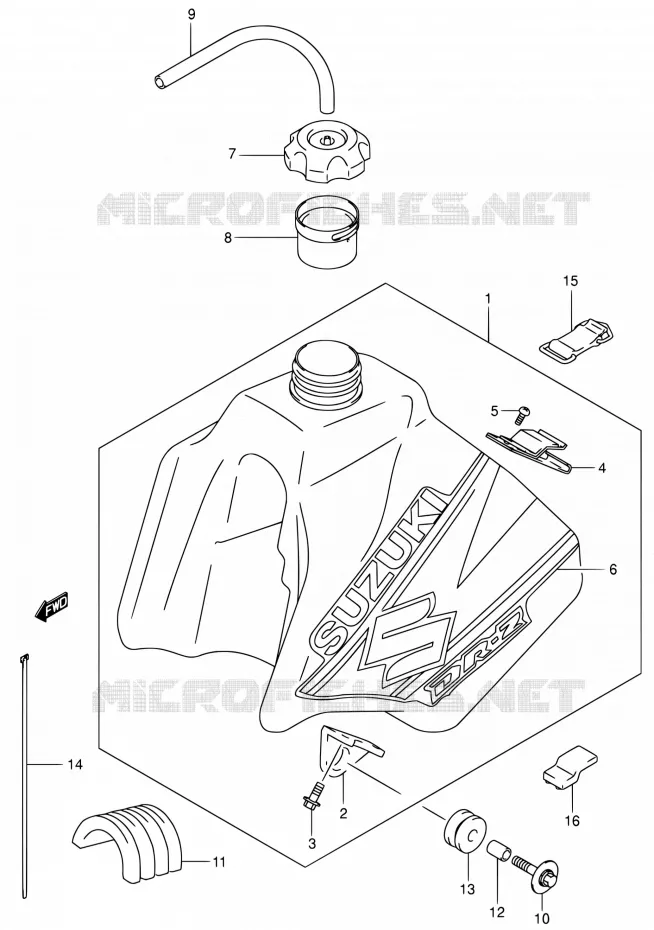 RESERVOIR D'ESSENCE (MODELE K2) Suzuki MOTO 250 DR-Z 2002  DR-Z250 K2 (E03,E28,E33)