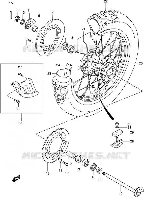 MAITRE CYLINDRE ARRIERE Suzuki MOTO 250 DR-Z 2004  DR-Z250 K4 (E03,E28,E33)