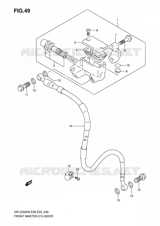 MAITRE CYLINDRE AVANT Suzuki MOTO 250 DR-Z 2006  DR-Z250 K6 (E03,E28,E33)