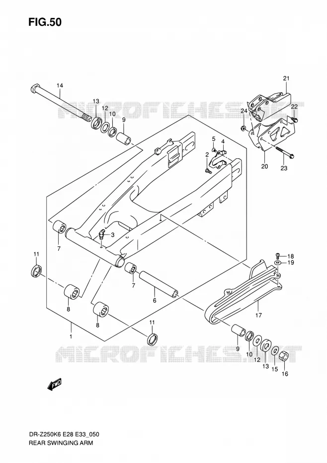 BRAS OSCILLANT ARRIERE Suzuki MOTO 250 DR-Z 2007  DR-Z250 K7 (E03,E28,E33)