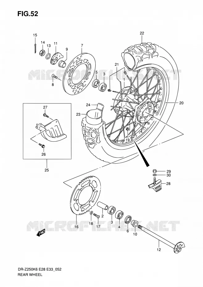 ROUE ARRIERE Suzuki MOTO 250 DR-Z 2007  DR-Z250 K7 (E03,E28,E33)
