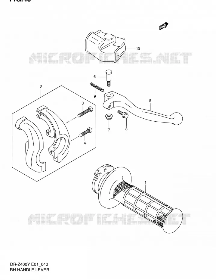 ENSEMBLE LEVIER - POIGNEE DROITE (SANS E24) Suzuki MOTO 400 DR-Z 2002  DR-Z400EK2(E24)