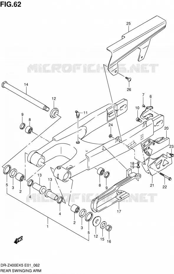 BRAS OSCILLANT ARRIERE Suzuki MOTO 400 DR-Z 2006  DR-Z400EK6(E24)