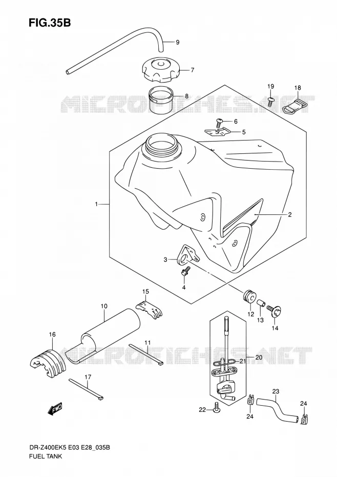 RESERVOIR D'ESSENCE (MODEL K7) Suzuki MOTO 400 DR-Z 2007  DR-Z400E K7 (E03,E28,E33)