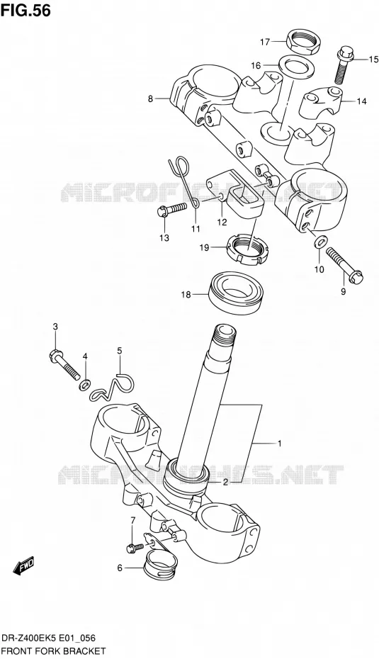 TE DE FOURCHE (E01,P37) Suzuki MOTO 400 DR-Z 2007  DR-Z400EK7(E24)