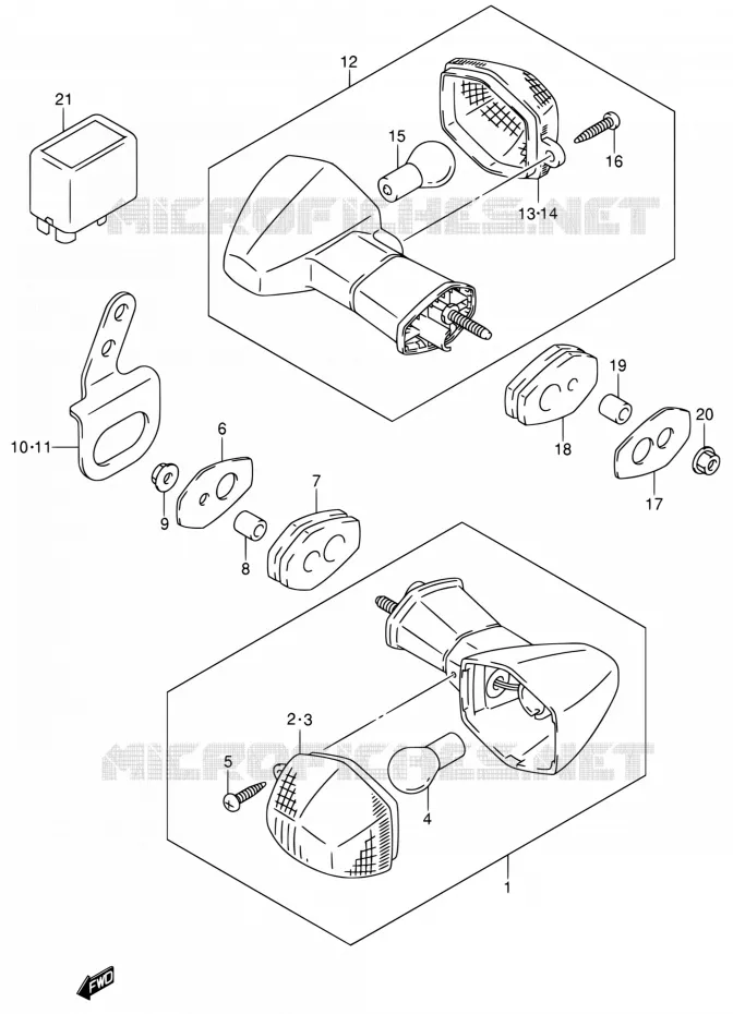 CLIGNOTANTS (MODELE Y/K1) Suzuki MOTO 400 DR-Z 2001  DR-Z400SK1(E02)