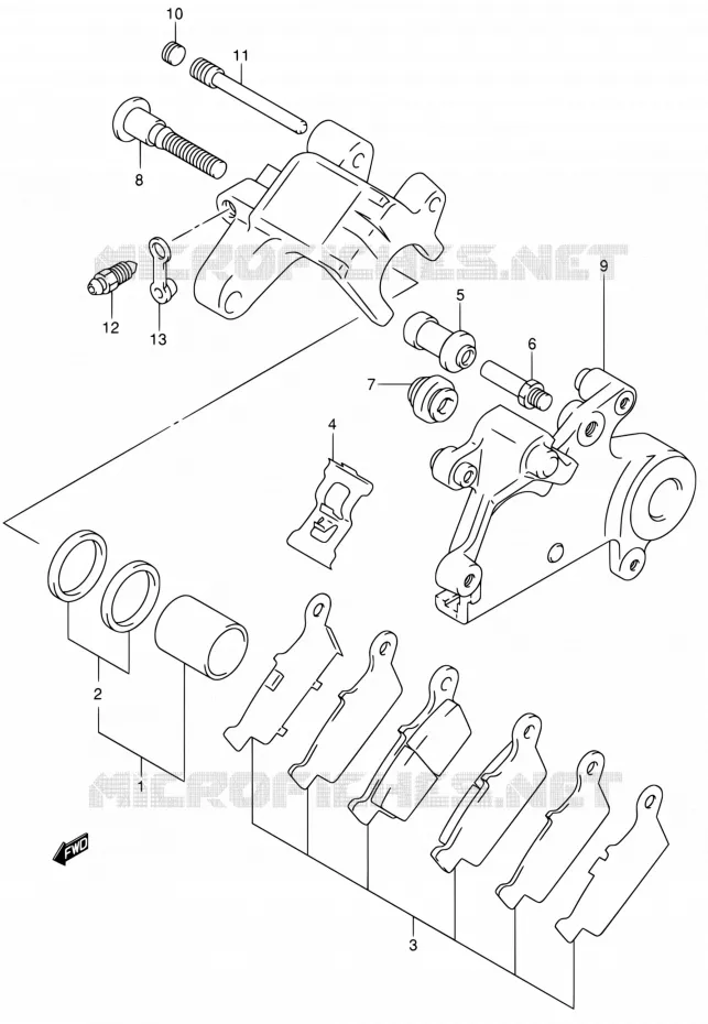 ETRIER DE FREIN ARRIERE Suzuki MOTO 400 DR-Z 2004  DR-Z400S K4 (E03,E28,E33)