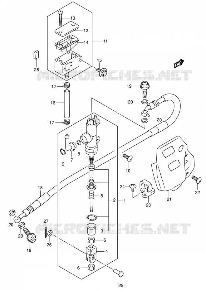 MAITRE CYLINDRE ARRIERE Suzuki MOTO 400 DR-Z 2005  DR-Z400SK5(E03,E28,E33)
