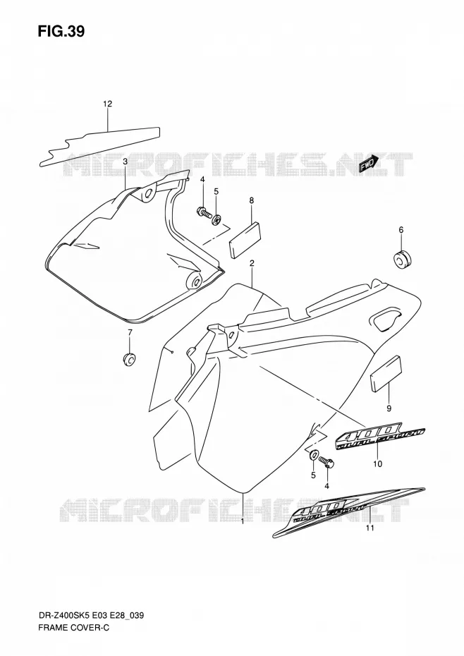 CARENAGES ARRIERE (MODEL K5/K6/K7/K8) Suzuki MOTO 400 DR-Z 2007  DR-Z400S K7 (E03,E28,E33)