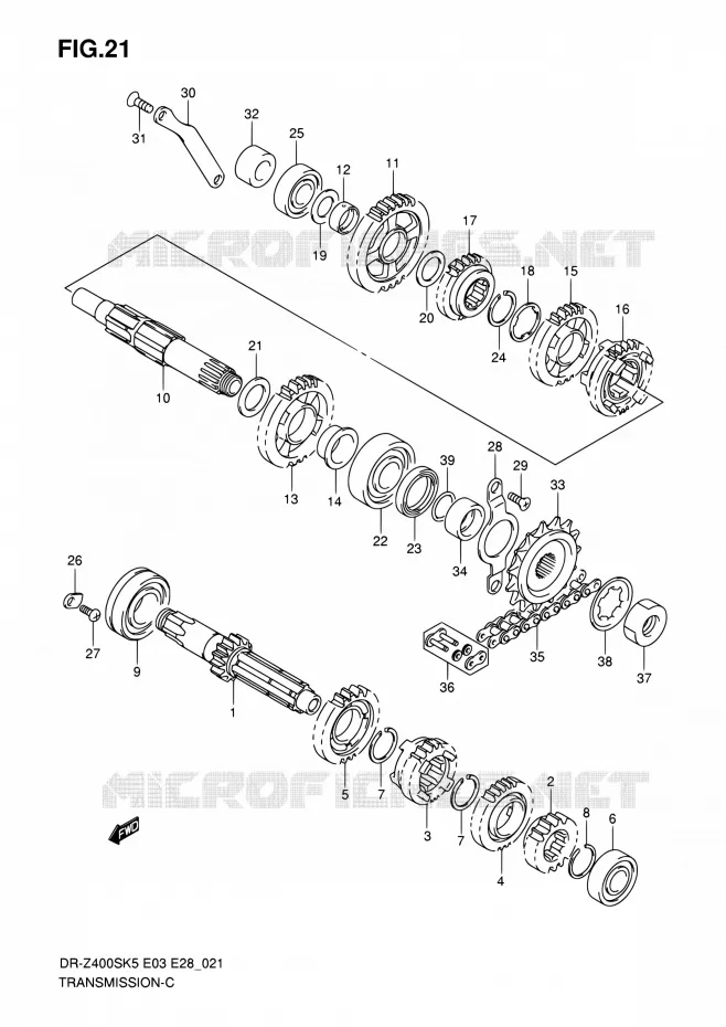 TRANSMISSION Suzuki MOTO 400 DR-Z 2007  DR-Z400S K7 (E03,E28,E33)