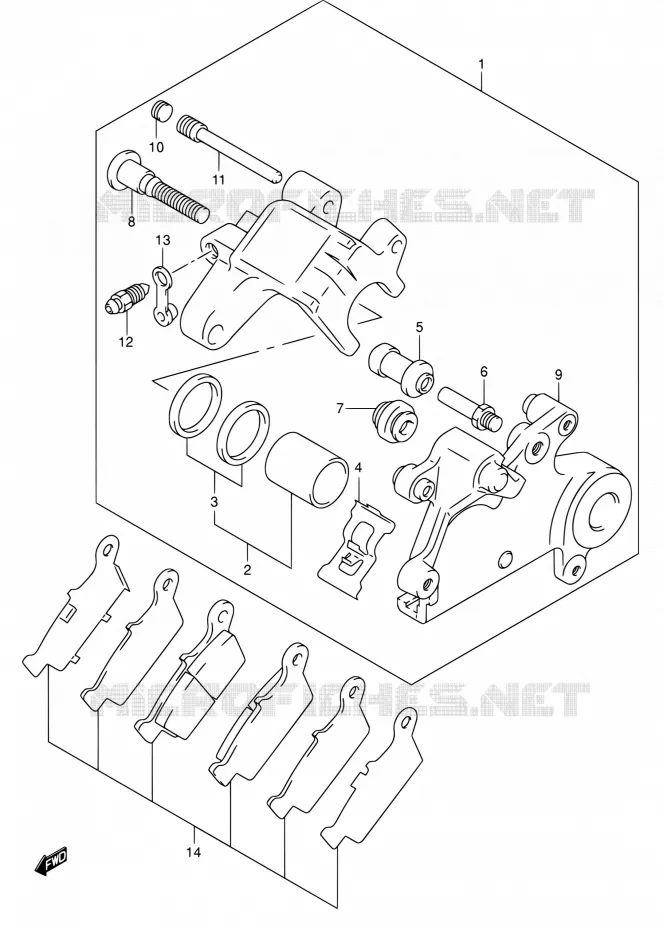 ETRIER DE FREIN ARRIERE Suzuki MOTO 400 DR-Z 2008  DR-Z400S K8 (E03,E28,E33)